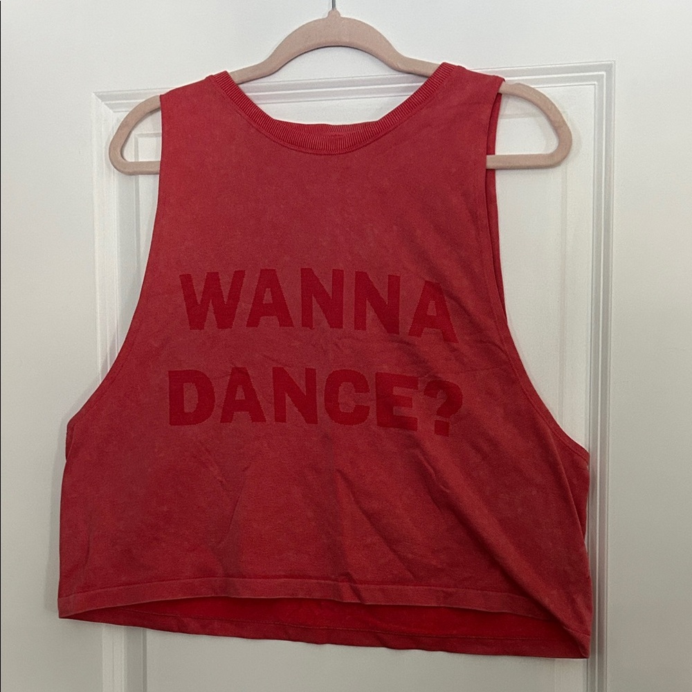 Aerie Red/ Pink Graphic Crop Top